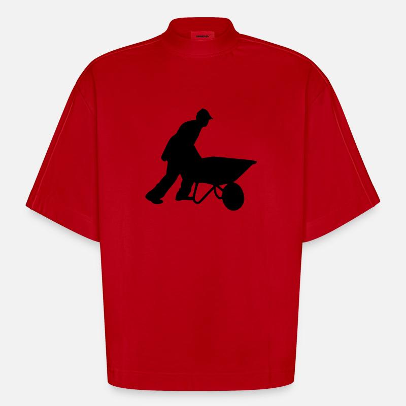 Constructeurs - T-shirt bio épais oversize Boxy fabriqué en UE - rouge