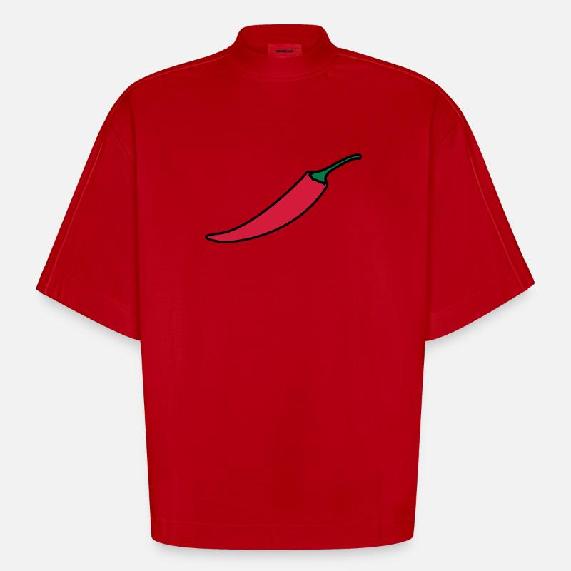 Chilli / piment / piments - T-shirt bio épais oversize Boxy fabriqué en UE - rouge