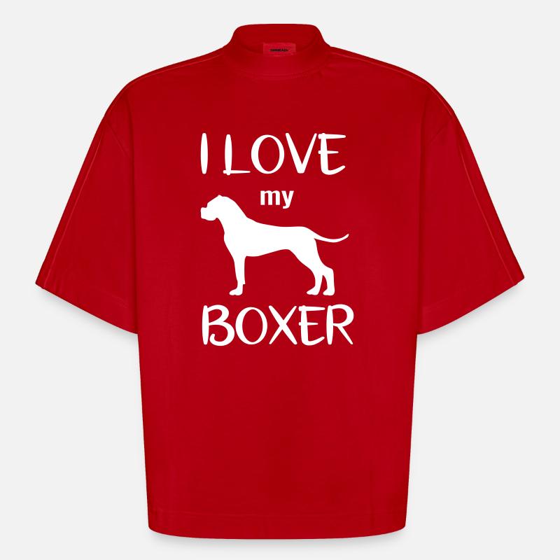 Deutscher Boxer Geschenkidee Hundeliebe Hunderasse - Heavyweight Oversized Organic Boxy T-Shirt Made in EU - Rot