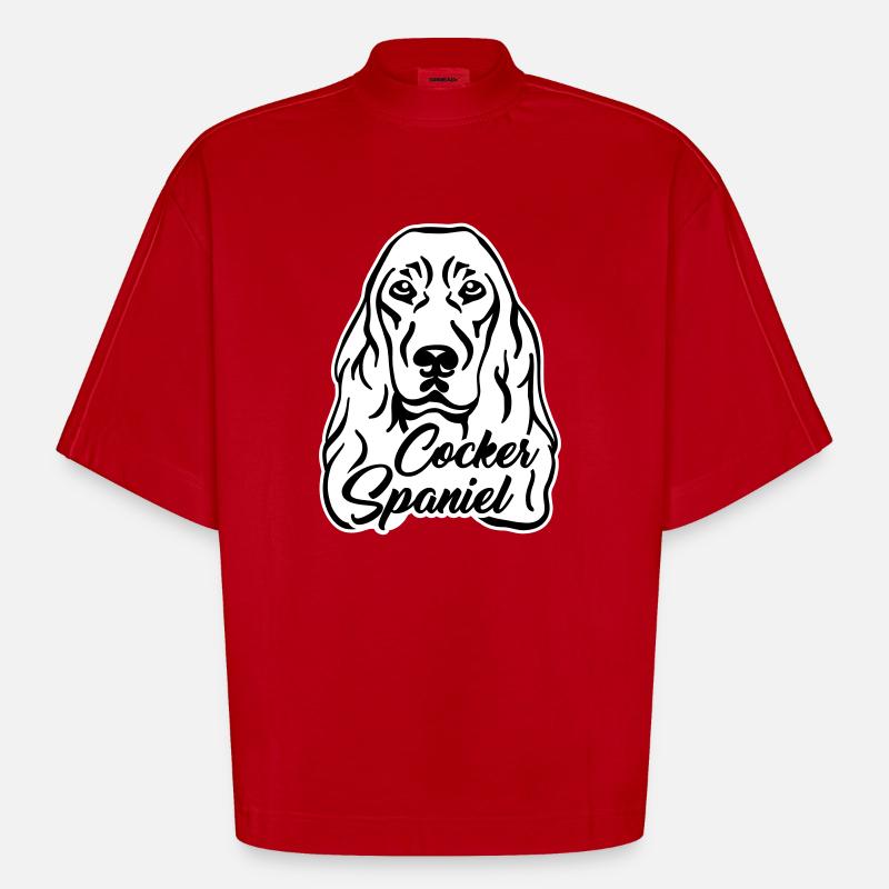Cocker Spaniel - T-shirt bio épais oversize Boxy fabriqué en UE - rouge
