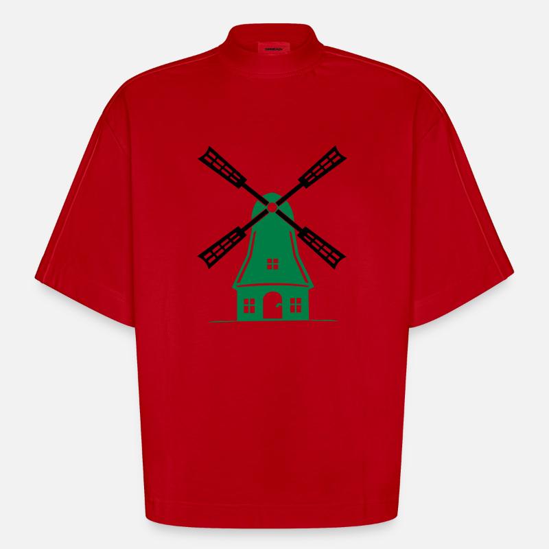 windmühle - Heavyweight Oversized Organic Boxy T-Shirt Made in EU - Rot