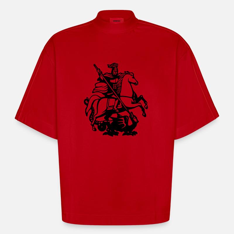 Ridder Saint George dræber dragen - Heavyweight oversized organic boxy T-shirt made in EU - rød