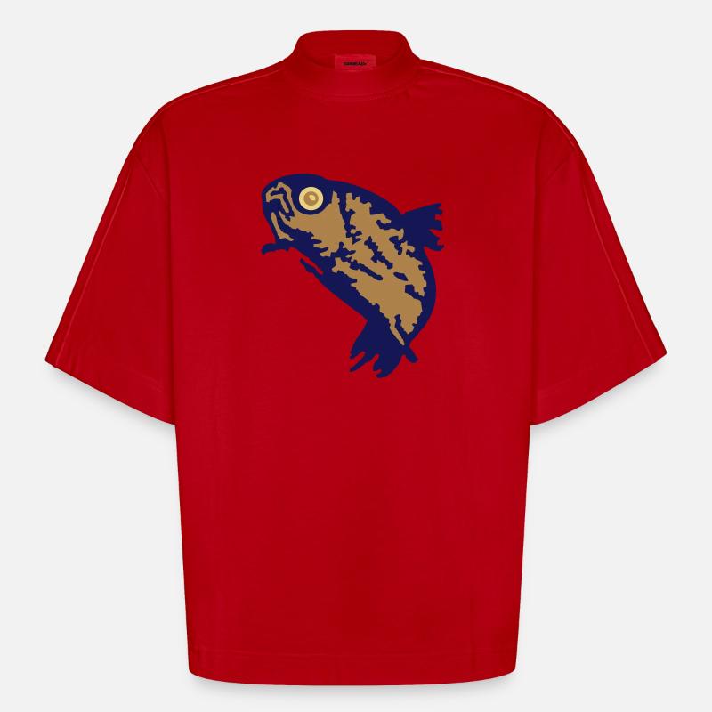 Forelle / Trout (3c) - Heavyweight Oversized Organic Boxy T-Shirt Made in EU - Rot