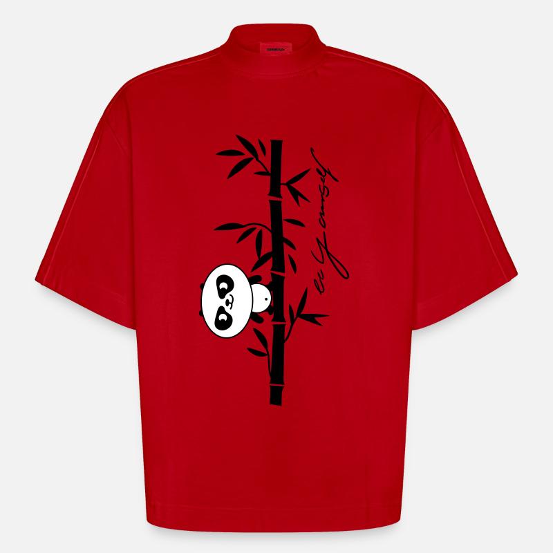 Sei du selbst- Panda - Heavyweight Oversized Organic Boxy T-Shirt Made in EU - Rot