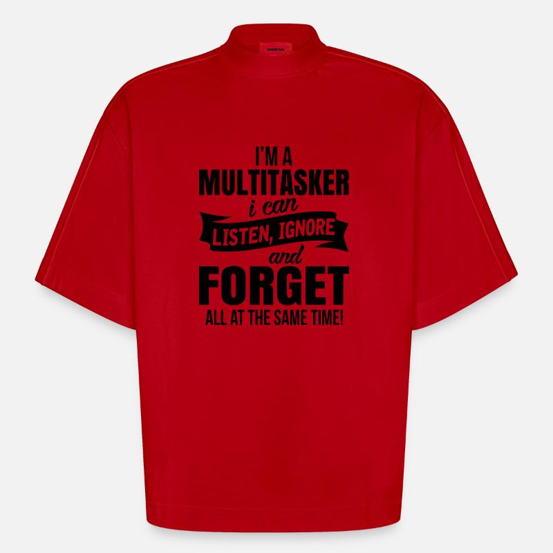 im a multitasker i can listen ignore an forget - Heavyweight Oversized Organic Boxy T-skjorte produsert i EU - rød