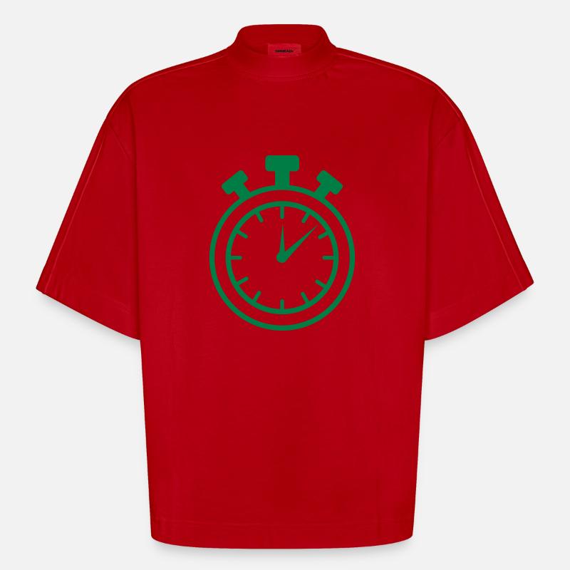 Stoppuhr - Heavyweight Oversized Organic Boxy T-Shirt Made in EU - Rot