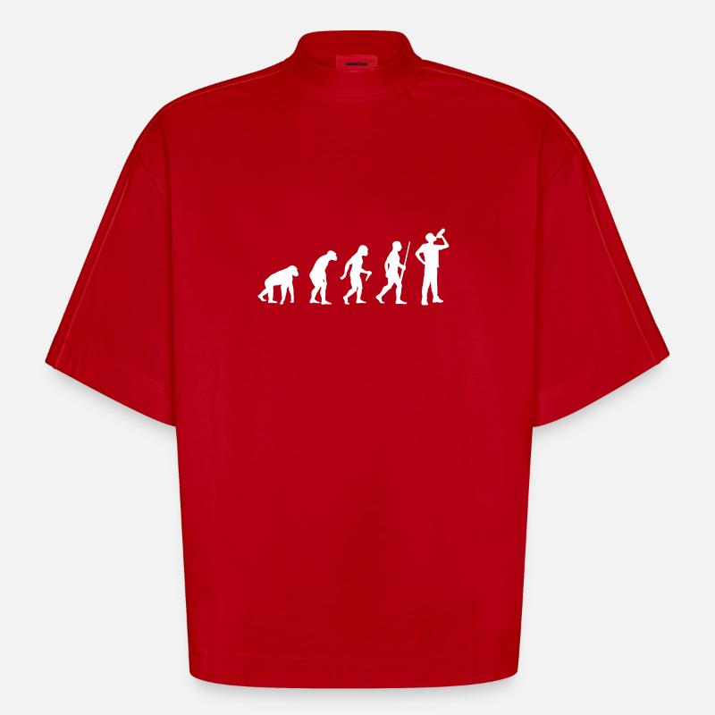 Beer Drinking Evolution - Heavyweight Oversized Organic Boxy T-Shirt Made in EU - red