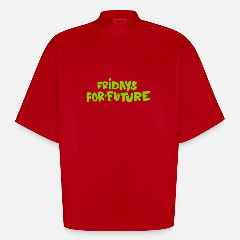 Fridays for Future - Heavyweight Oversized Organic Boxy T-Shirt Made in EU - Rot