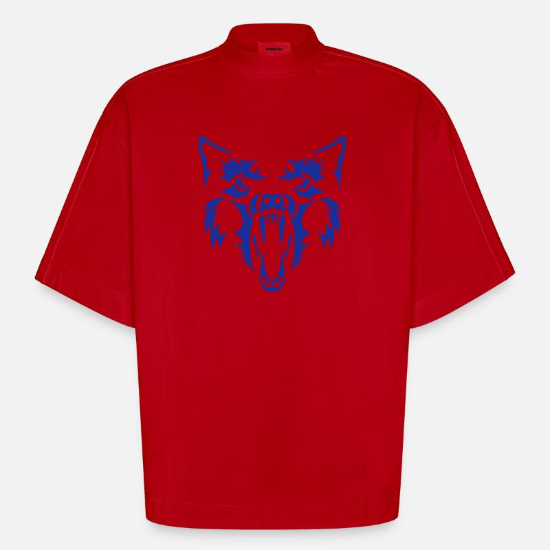 Wolf Werwolf Werwolf 3 - Heavyweight Oversized Organic Boxy T-Shirt Made in EU - Rot
