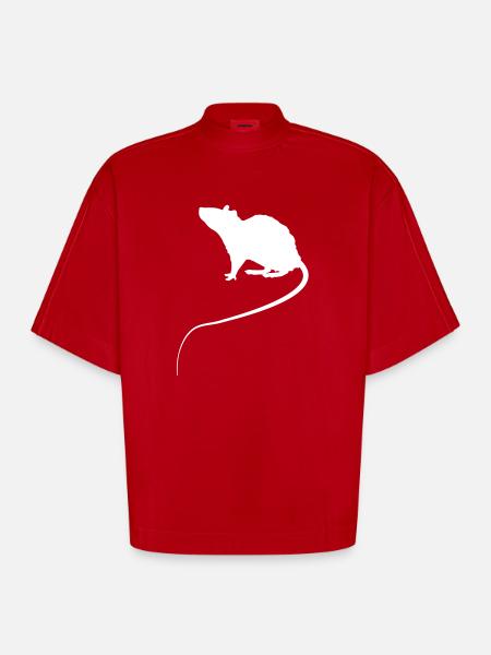 Mouse Silhouette - Heavyweight Oversized Organic Boxy T-Shirt Made in EU - Rot