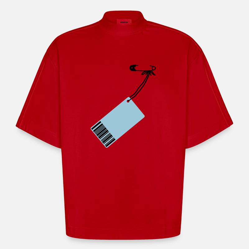 Preis-Schild - Heavyweight Oversized Organic Boxy T-Shirt Made in EU - Rot