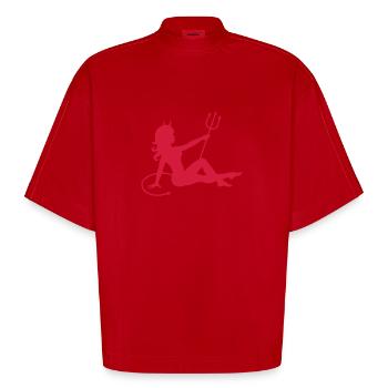 Erotisch Teufel Mädchen - Heavyweight Oversized Organic Boxy T-Shirt Made in EU - Rot - Vorne