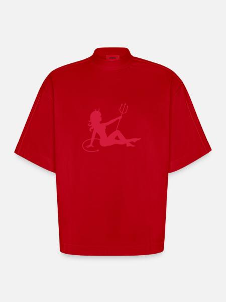 Erotisch Teufel Mädchen - Heavyweight Oversized Organic Boxy T-Shirt Made in EU - Rot