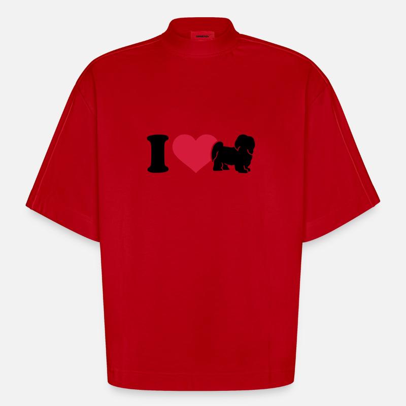 I love Havanese - T-shirt bio épais oversize Boxy fabriqué en UE - rouge