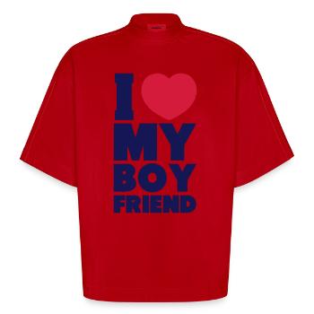 I LOVE MY BOYFRIEND - Heavyweight oversized organic boxy T-shirt made in EU - rød - Foran