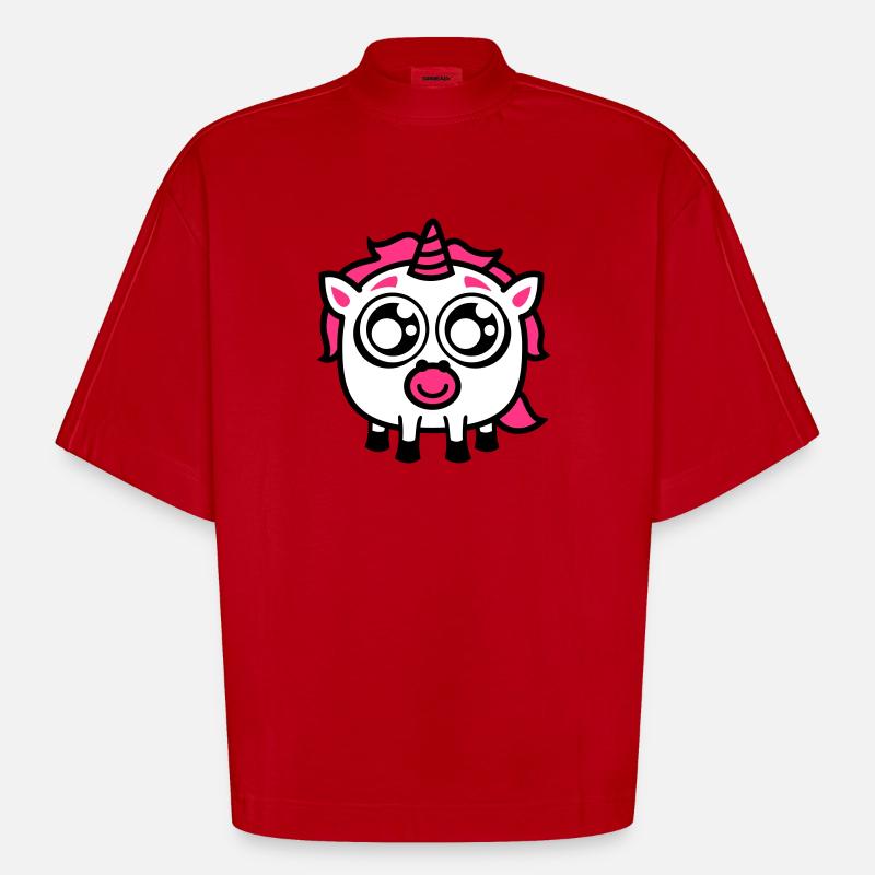 Glupschi Einhorn - Heavyweight Oversized Organic Boxy T-Shirt Made in EU - Rot