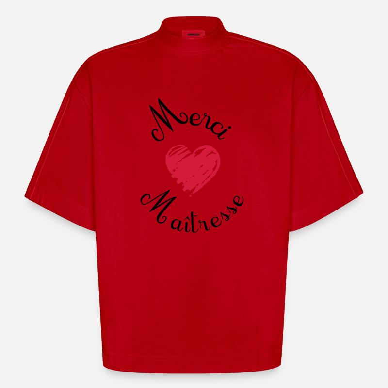 merci maîtresse cadeau fin année - Heavyweight Oversized Organic Boxy T-Shirt Made in EU - Rot
