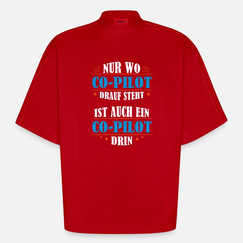 Co-pilote cadeau d'occupation - T-shirt bio épais oversize Boxy fabriqué en UE - rouge