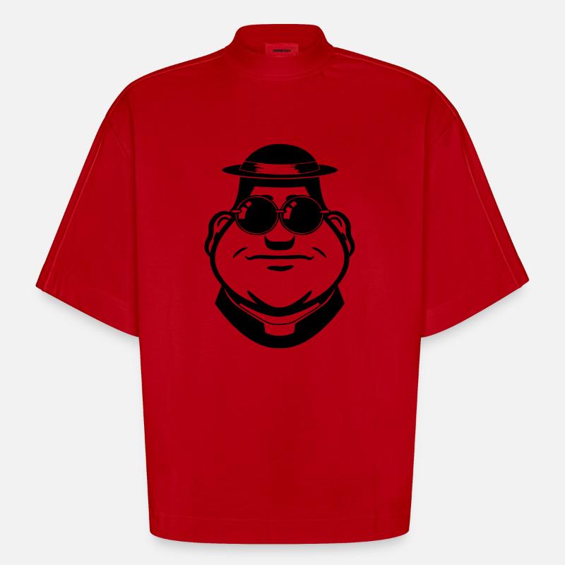 Lunettes de soleil visage pasteur - T-shirt bio épais oversize Boxy fabriqué en UE - rouge
