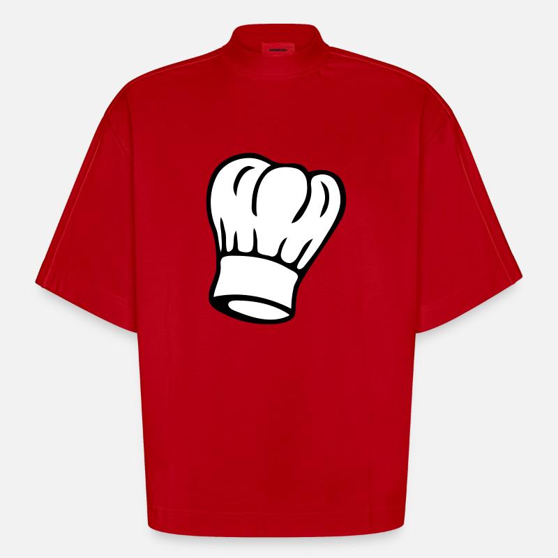 Kochmütze 2 Farbig - T-shirt bio épais oversize Boxy fabriqué en UE - rouge