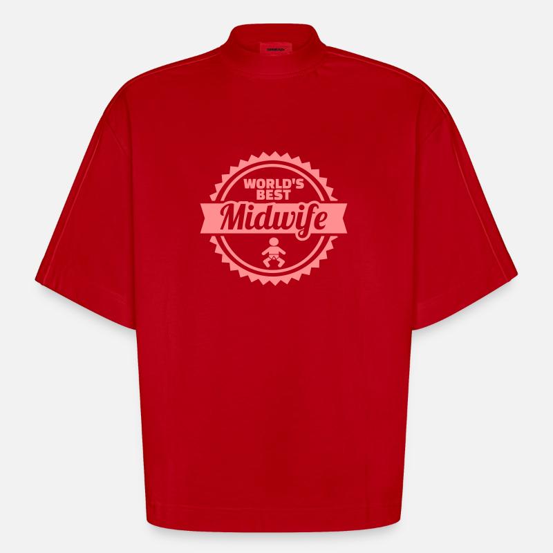 Jordemoder - Heavyweight oversized organic boxy T-shirt made in EU - rød