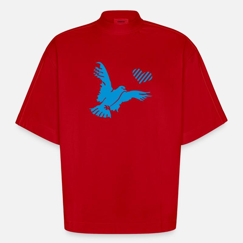 colombe (A, 1c) - T-shirt bio épais oversize Boxy fabriqué en UE - rouge