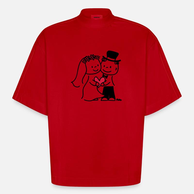 Brautpaar (c) - T-shirt bio épais oversize Boxy fabriqué en UE - rouge