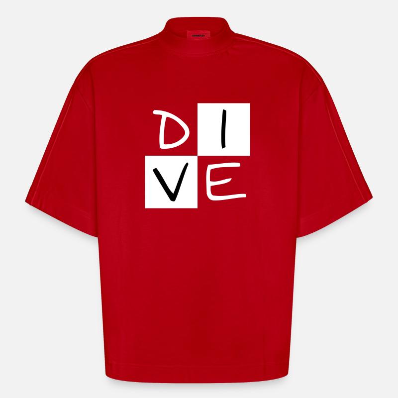 DIVE in the square - Heavyweight Oversized Organic Boxy T-Shirt Made in EU - red