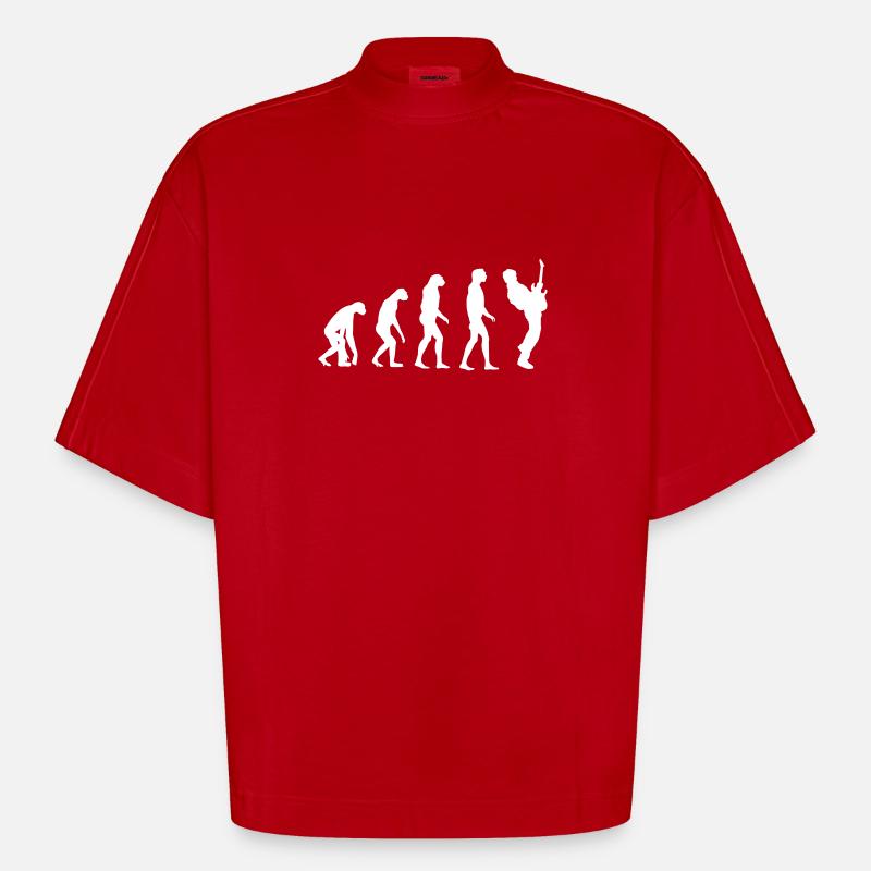 Guitar Player Evolution - Heavyweight Oversized Organic Boxy T-Shirt Made in EU - red