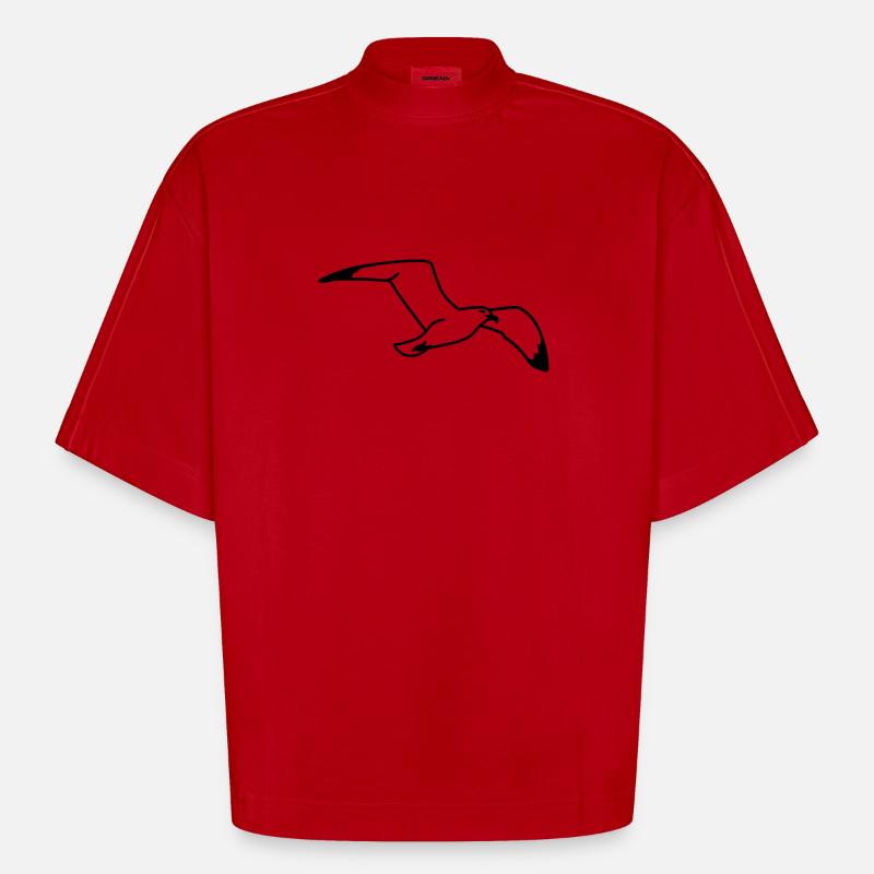 Möwe - Heavyweight Oversized Organic Boxy T-Shirt Made in EU - Rot