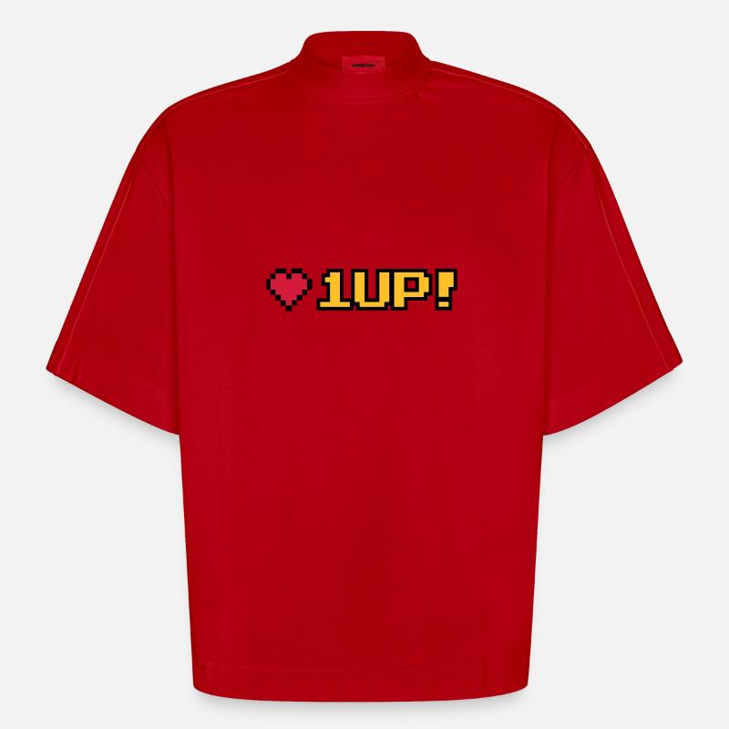 8-Bit 1UP - T-shirt bio épais oversize Boxy fabriqué en UE - rouge