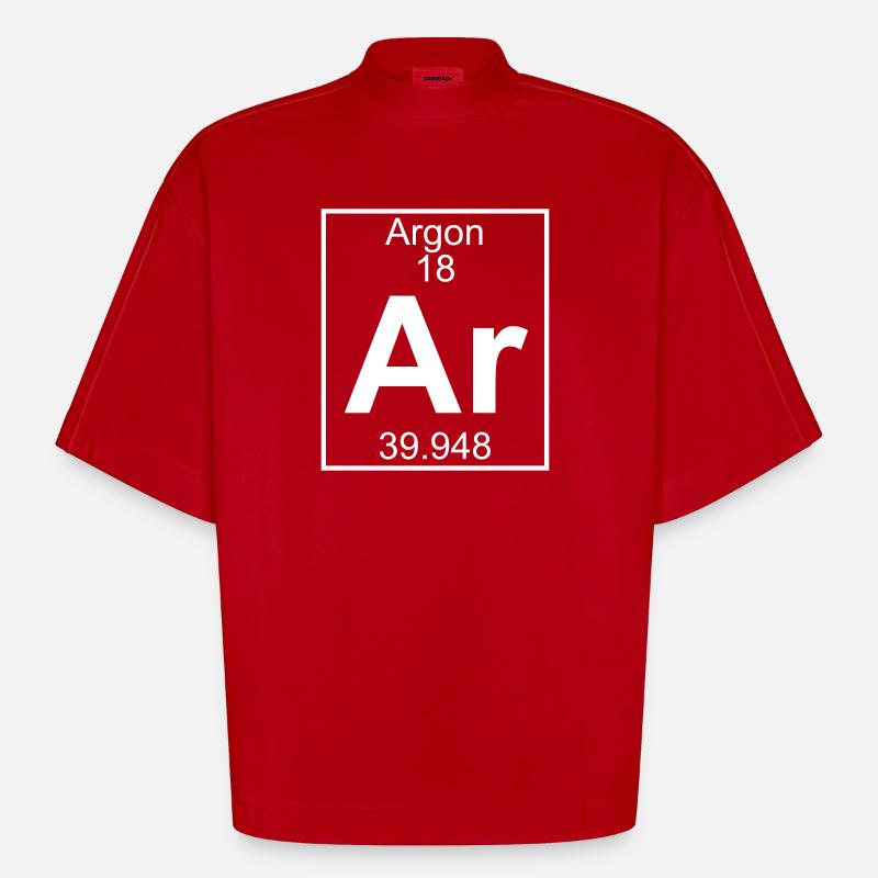Periodic table element 18 - Ar (argon) - BIG - Heavyweight Oversized Organic Boxy T-Shirt Made in EU - Rot