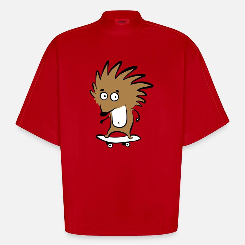 Skate-Igel "Knut H. Heckmann" - Heavyweight Oversized Organic Boxy T-Shirt Made in EU - Rot