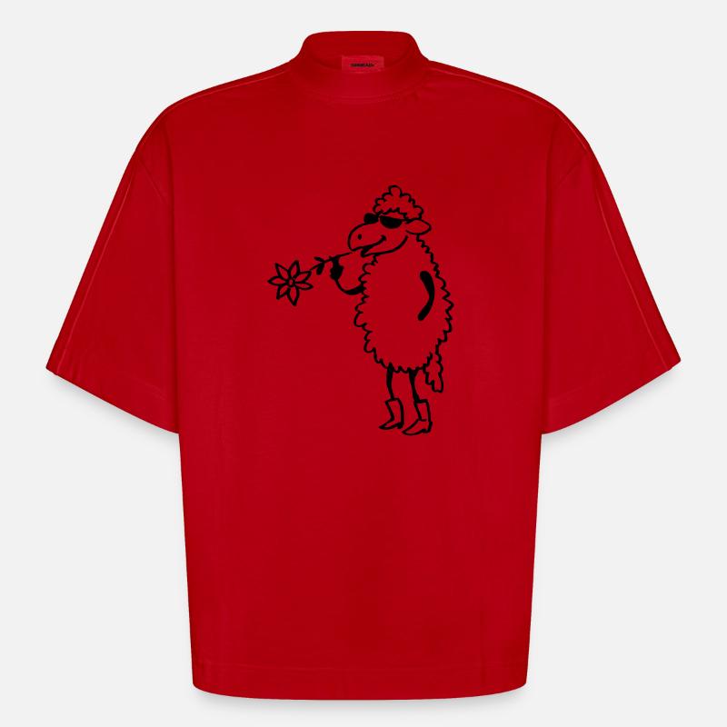 Cooles Schaf - Heavyweight Oversized Organic Boxy T-Shirt Made in EU - Rot