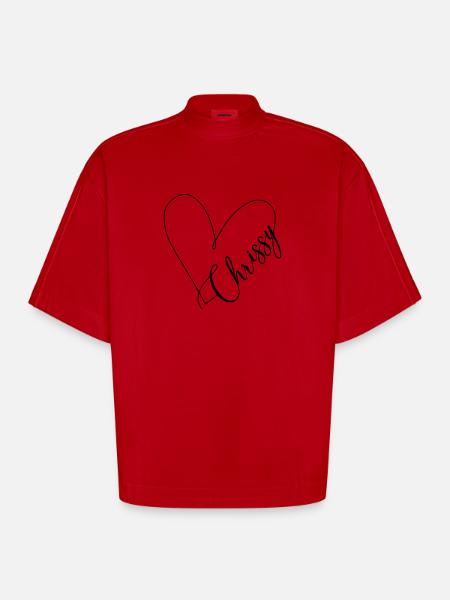 Chrissy Name Herzlinie - Heavyweight Oversized Organic Boxy T-Shirt Made in EU - Rot