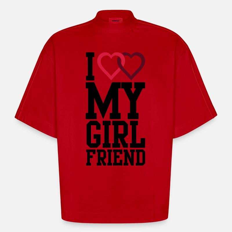 I love my Girlfriend - T-shirt bio épais oversize Boxy fabriqué en UE - rouge