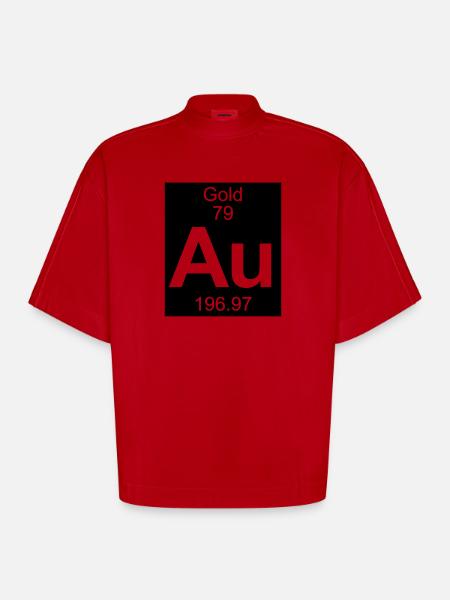Gold (Au) (element 79) - Heavyweight Oversized Organic Boxy T-Shirt Made in EU - red