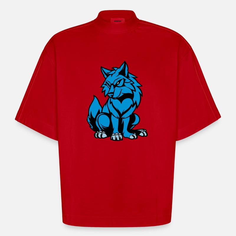 wolf comic tier - Heavyweight Oversized Organic Boxy T-Shirt Made in EU - Rot
