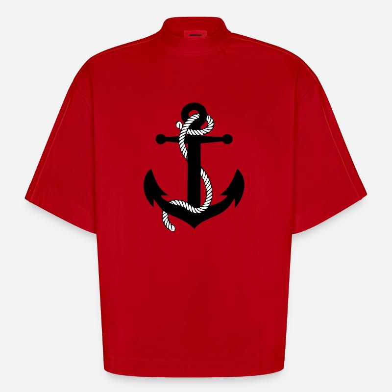 Anker mit Seil v2 - Heavyweight Oversized Organic Boxy T-Shirt Made in EU - Rot