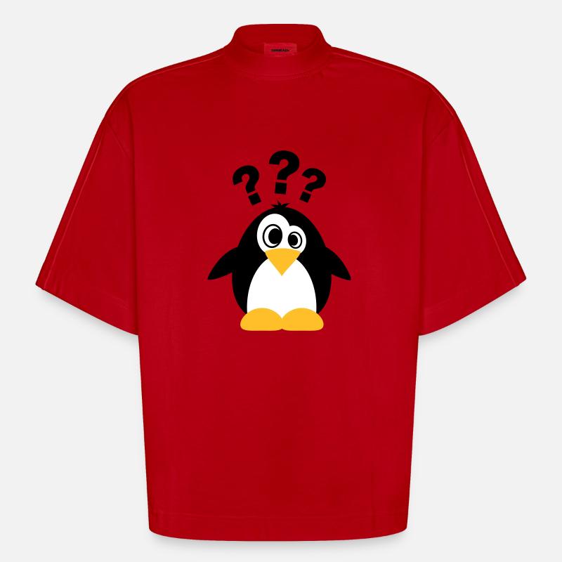 Dummer Pinguin - Heavyweight Oversized Organic Boxy T-Shirt Made in EU - Rot