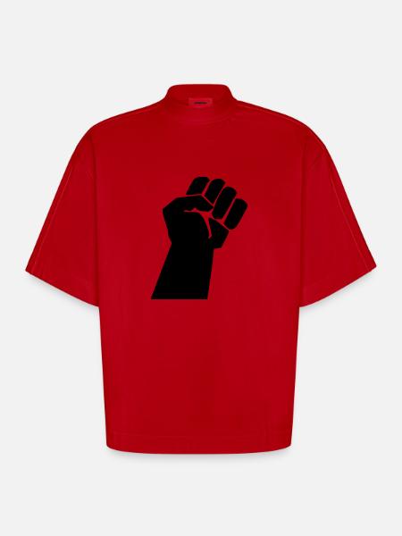 revolt fist - T-shirt bio épais oversize Boxy fabriqué en UE - rouge