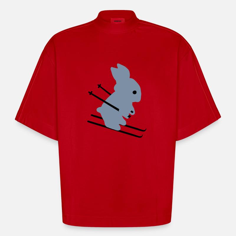 Ski Hase - Skihase - Heavyweight Oversized Organic Boxy T-Shirt Made in EU - Rot