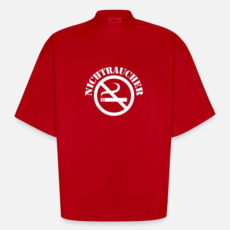 Nichtraucher - Heavyweight Oversized Organic Boxy T-Shirt Made in EU - Rot