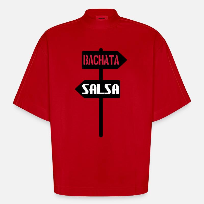 Bachata Salsa Schild - Heavyweight Oversized Organic Boxy T-Shirt Made in EU - Rot