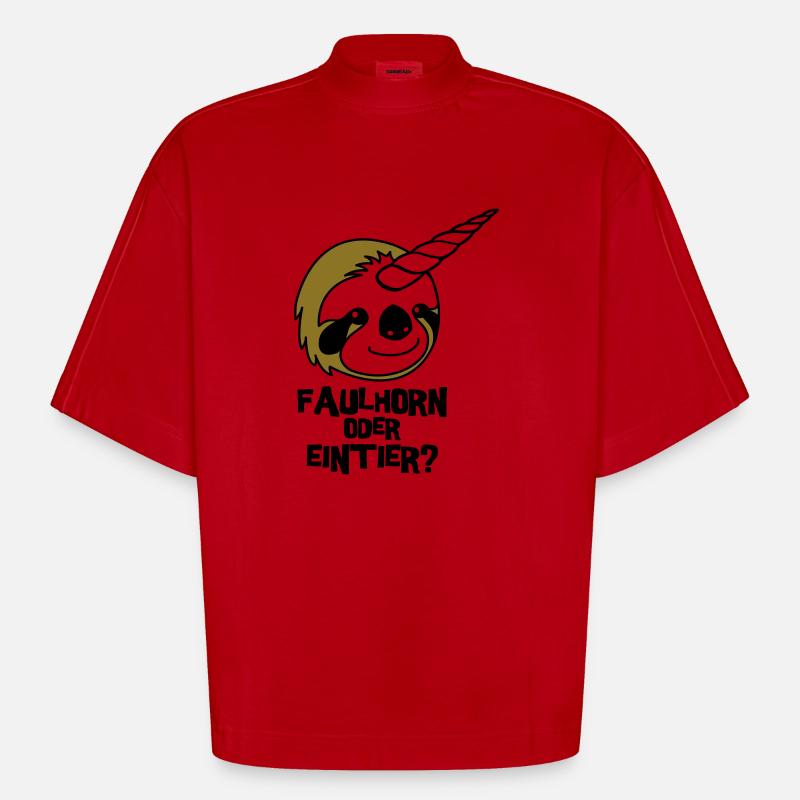 Faulhorn oder Eintier - Heavyweight Oversized Organic Boxy T-Shirt Made in EU - Rot