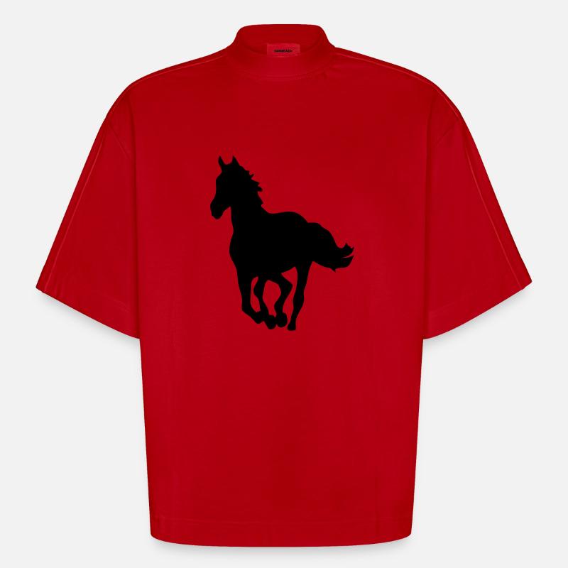 Pferd Pferd Silhouette Schatten shadow8 - Heavyweight Oversized Organic Boxy T-Shirt Made in EU - Rot