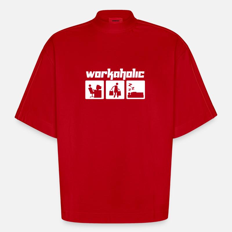 Workaholic (Vektor) - T-shirt bio épais oversize Boxy fabriqué en UE - rouge