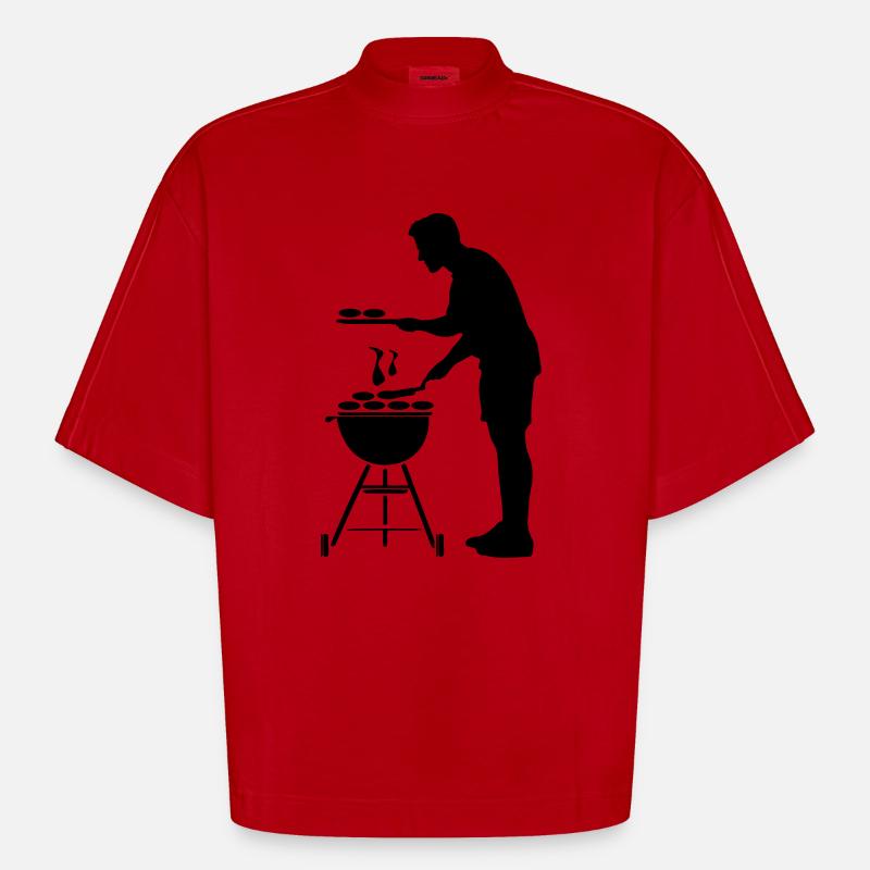 Griller silhouette - T-shirt bio épais oversize Boxy fabriqué en UE - rouge
