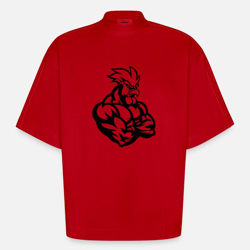 Hahn Comic - Heavyweight Oversized Organic Boxy T-Shirt Made in EU - Rot