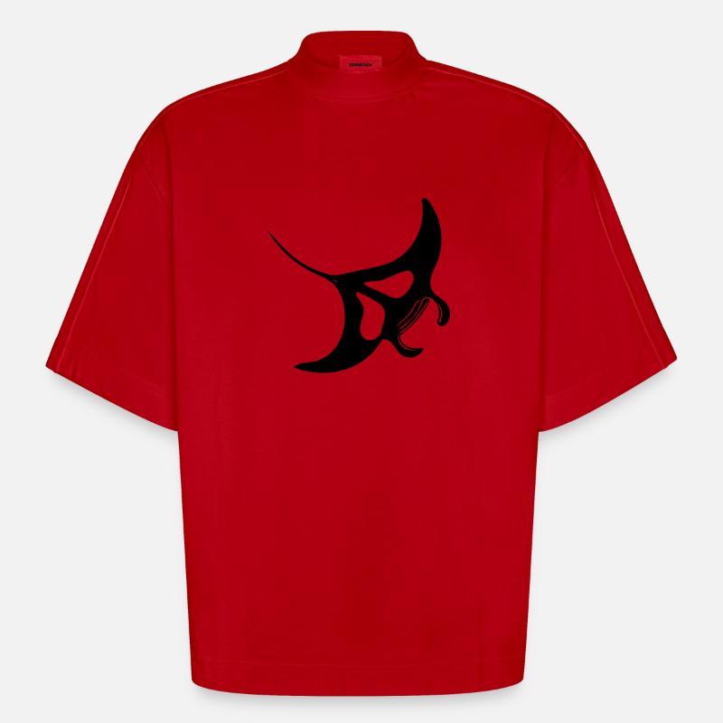 Manta Rochen Vector - Heavyweight Oversized Organic Boxy T-Shirt Made in EU - Rot